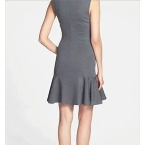Diane von Furstenberg Grey Sleeveless Cocktail Dress with Ruffle Hem | Size 4